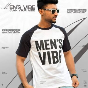 Raglan White Men's Vibe-Regular Fit