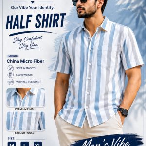 STRIPE PRINT-SHORT SLEEVE SHIRT